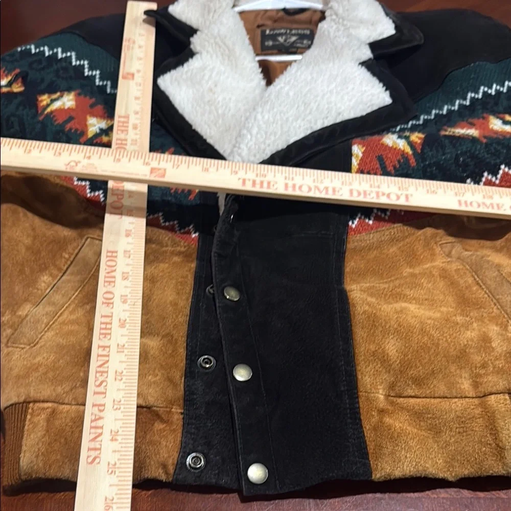 Vintage lawless Aztec southwestern Multicolor Jacket with Shearling Collar S - Picture 14 of 15